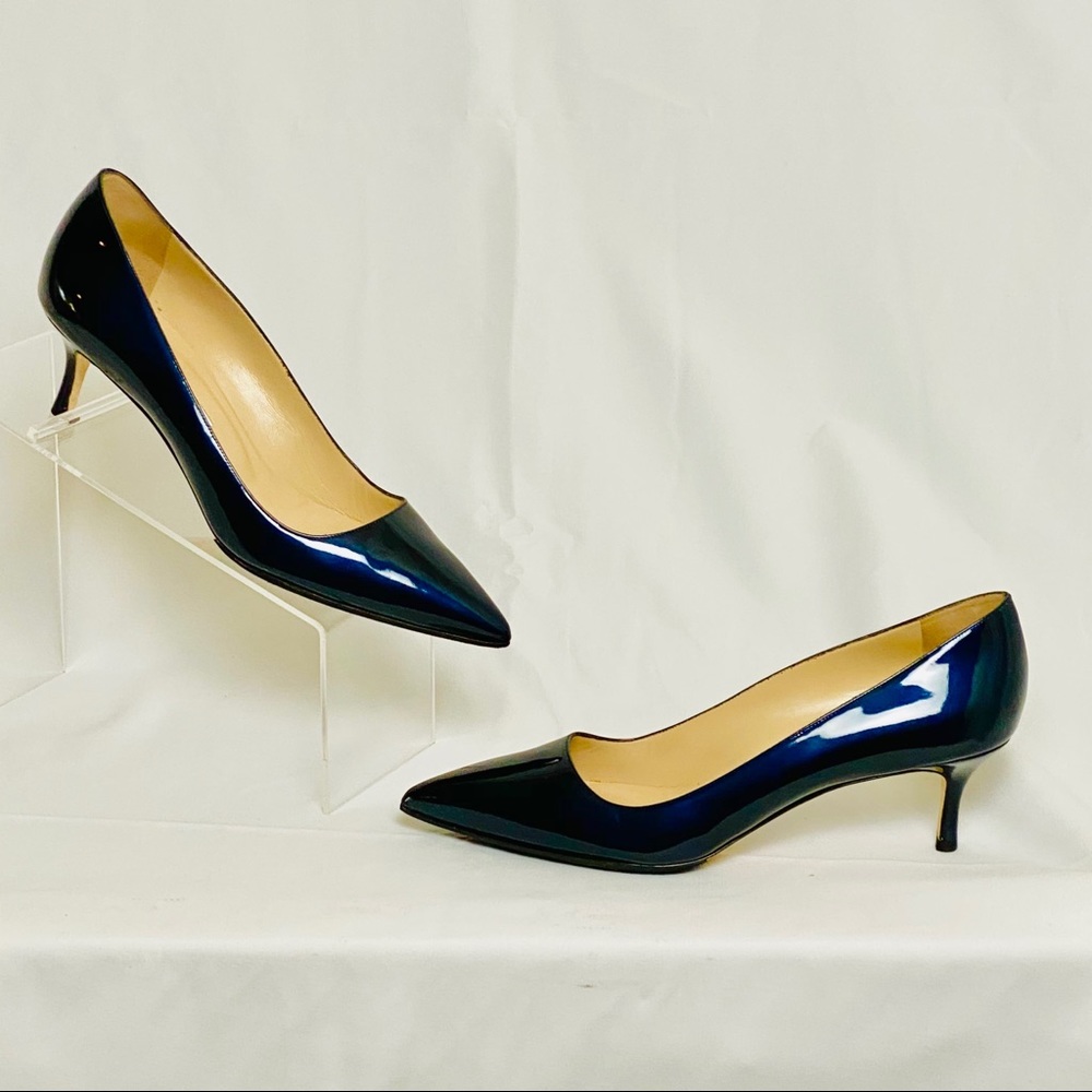 Manolo Blahnik Navy Patent Leather Heels